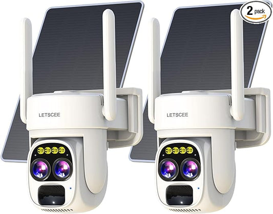 Cameras for Home Security Wireless Outdoor Solar,Alexa Security Camera Outside,360 PTZ Outside WiFi Camera Dual Lens 10x Zoom,Night Vision,2K,Water Proof, No Month Fee