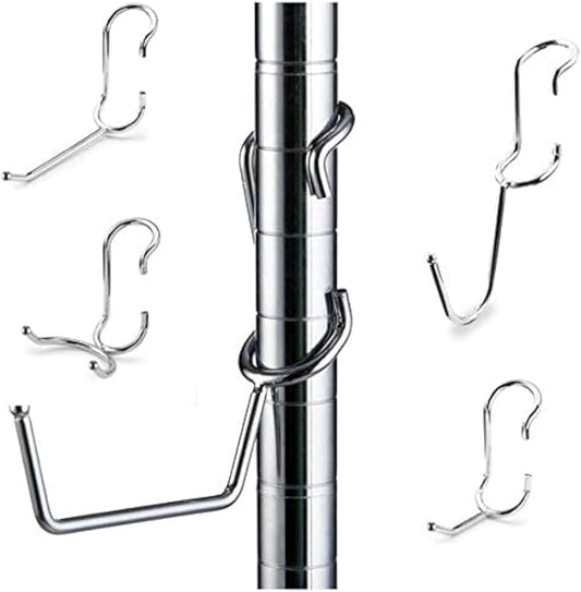 Shelf Pole Hooks 5-Pack | Chrome Variety Pack | Best Solution for Garage Shelving Storage Organization | Use with Metal or Wire Shelves and Racks | Heavy Duty, Easy Installation