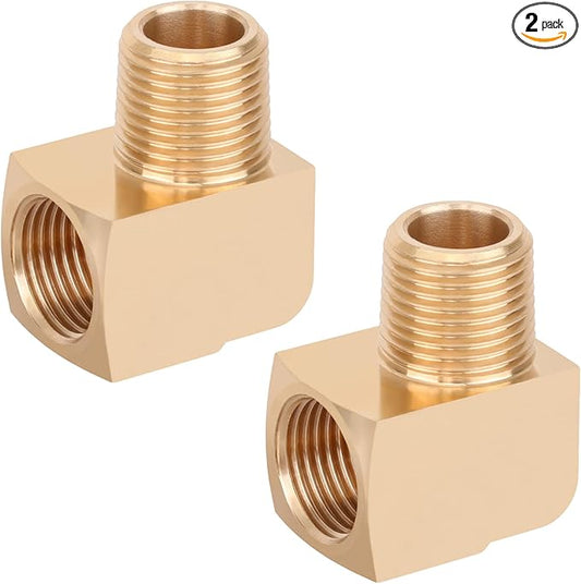 2pcs 3/8” Brass Fittings 90 Degree Barstock Street Elbow 3/8" NPT Male Pipe to 3/8" NPT Female Pipe 3/8 NPT Elbow Forged Brass Pipe Fittings