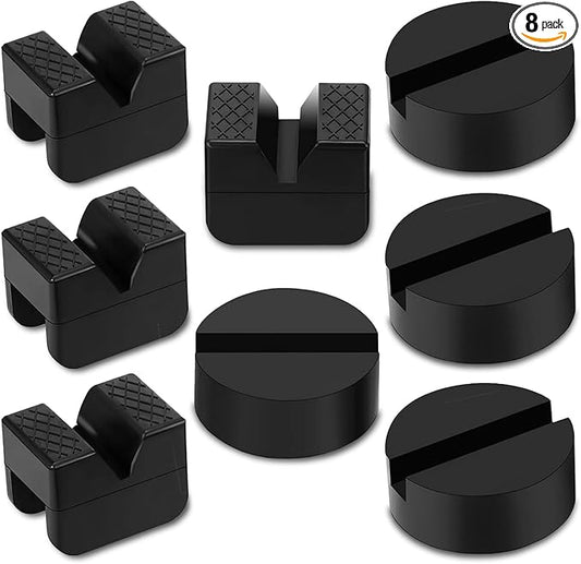 【2024 Upgrade】8 Pcs Universal Floor Jack Pad, 2 Types Jack Stand Pads Adapter with Anti-Slip Design, Premium Rubber Slotted Frame Rail Pinch Welds Protector, Strong Jack Stand Accessories for for Cars
