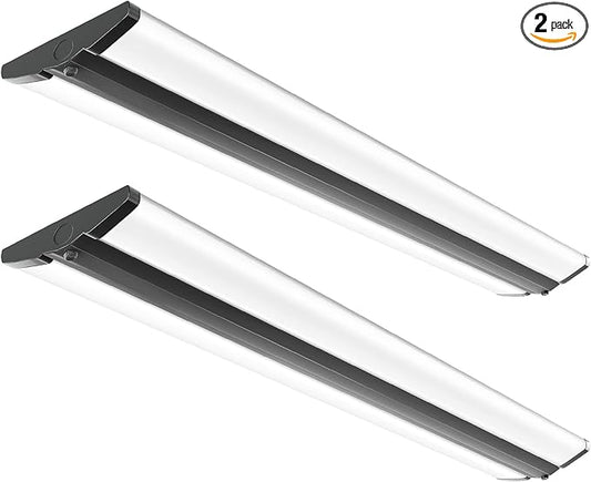 FAITHSAIL 4FT LED Wraparound Light Fixture Ceiling Mount, Ultra Slim 50W LED Garage Light Flush Mount, 4000K Neutral White, 5500 Lumens Office Light, Fluorescent Fixtures Replacement, 2 Pack