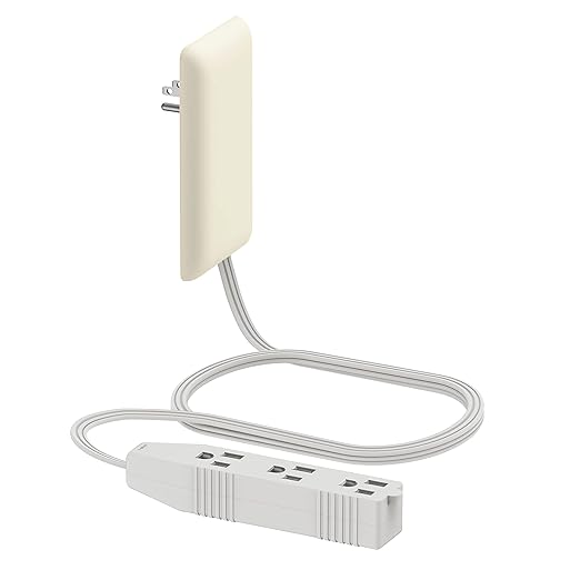 LIDER Flat-Face Outlet Extender with 3 Receptacles, Ultra-Thin Wall Plate Plug with Cord Extender and 3-Outlet Power Strip, 3ft Cord, LWE3-315-LA, Light Almond