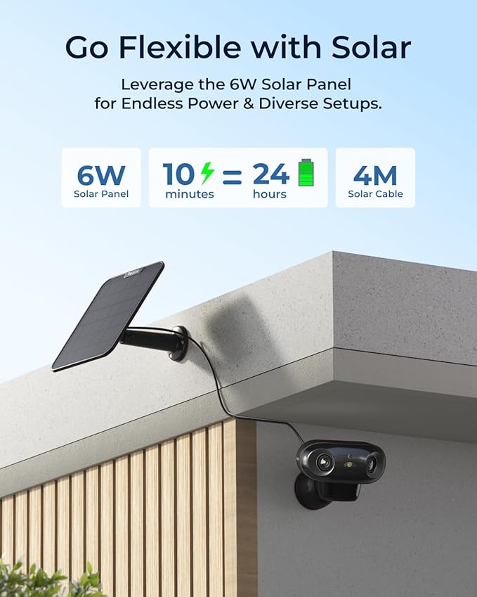 REOLINK Argus 4 Pro Black, 4K Solar Security Cameras Wireless Outdoor, ColorX Night Vision for Home Security, 180° No Blindspots, 5G/2.4GHz WiFi 6, AI Detection, No Monthly Fee, Home Hub Compatible