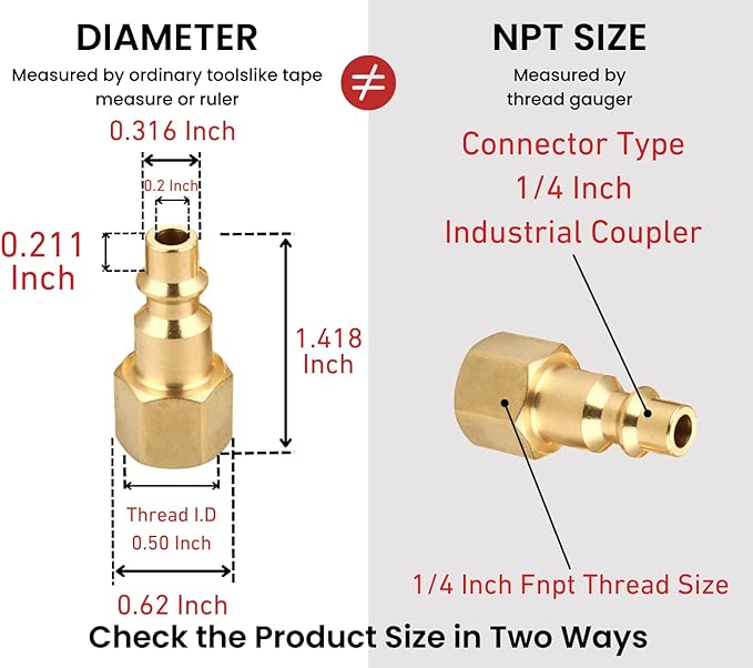 Air Hose Fittings, (28 Piece) Quick Connect Air Compressor Accessories Kit, Brass Industrial Air Coupler and Plug Kit - 1/4 Inch NPT Fittings