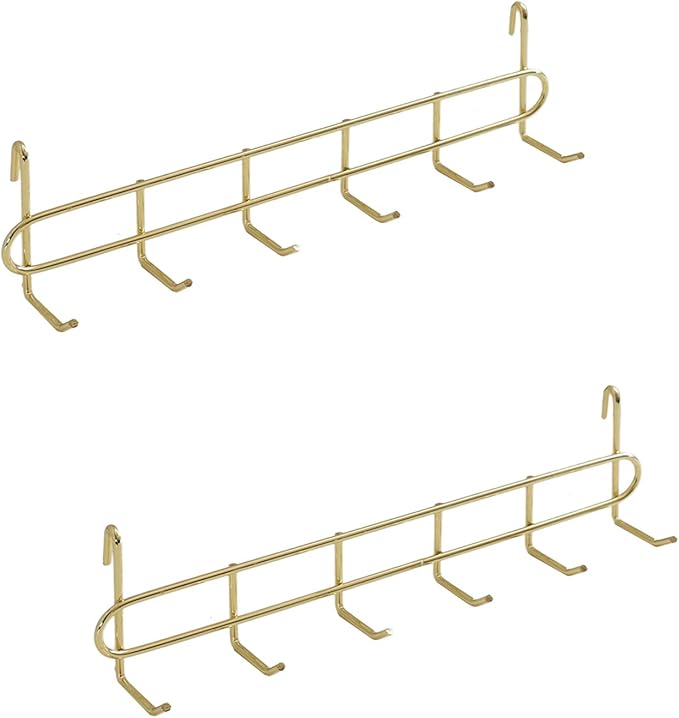 FRIADE Gold Grid Hooks Rack for Wall Grid Panel,Hanging Hooks for Wall Grid Storage and Display，Size 10.7”x 2.8”x1.8 ”，2 Pack