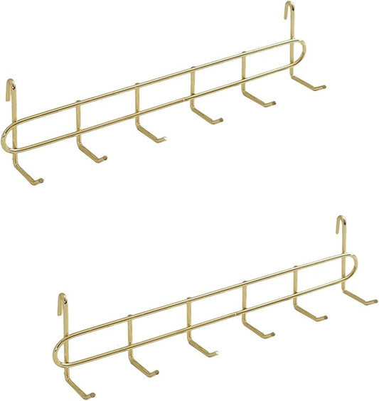 FRIADE Gold Grid Hooks Rack for Wall Grid Panel,Hanging Hooks for Wall Grid Storage and Display，Size 10.7”x 2.8”x1.8 ”，2 Pack