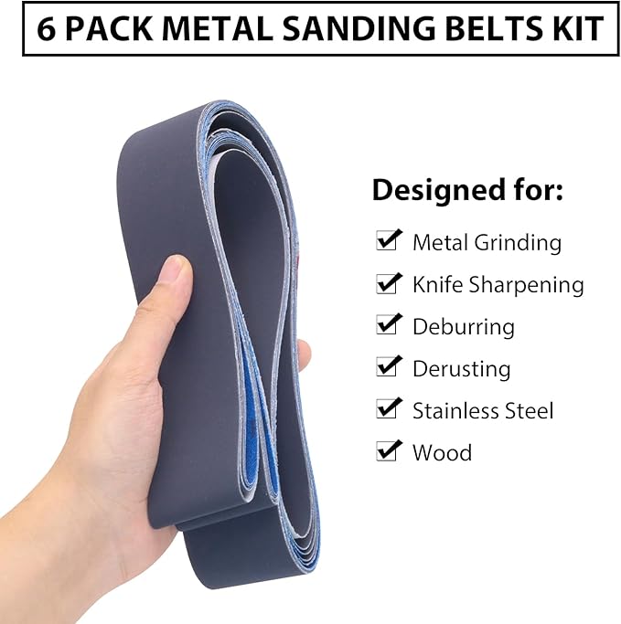 2 x 72 Sanding Belts,2x72 Silicon Carbide Knife Sharpening Sander Belt, 2 Pcs Each of 600, 800, 1000 Grits Grinding Belts for Belt Sander,6 Pack