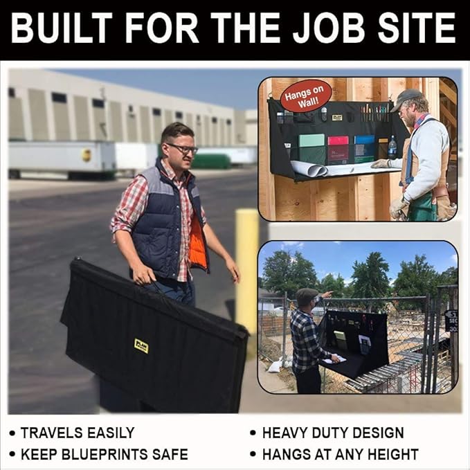 PRO WS3800 Portable Standing Desk, Workbench, Station, Storage for Jobsite, Garage, Office, Shop, Hanging Work Surface, Black