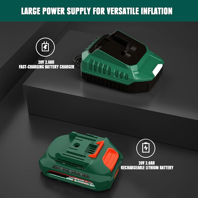Cordless Tire Inflator Compatible with Makita 18V Battery, 160 PSI Portable High Pressure Air Compressor with 1 X 18V 2.0Ah Battery & Fast-Charging Charger, Digital Gauge, Auto Shut Off, LED Light