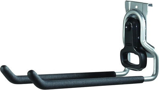 Rubbermaid FastTrack Rail Garage Organization Multi-Purpose Hook, 50 lbs Capacity, Satin Nickel, Wall Mounted Storage System, Direct Mount into FastTrack Garage Rail for Home/Garage Organization