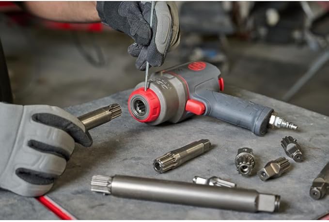 Ingersoll Rand 2236QPTIMAX DXS2 1/2" Air Impact Wrench, Quiet, 1500 ft-lb Torque, Titanium Hammercase, Pin Retainer, Pistol, Interchangeable Anvil, Multi-functional Tool