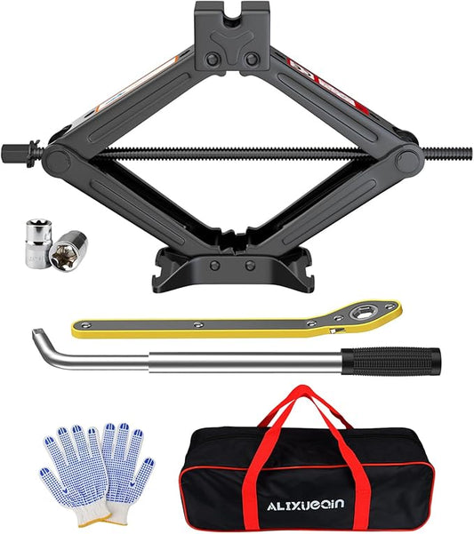 Car Jack Kit Scissor Lift Jack for Car 2 Ton (4409 lbs) Universal Jack Emergency Kit with Lug Wrench Tire Changing Kit for Car SUV