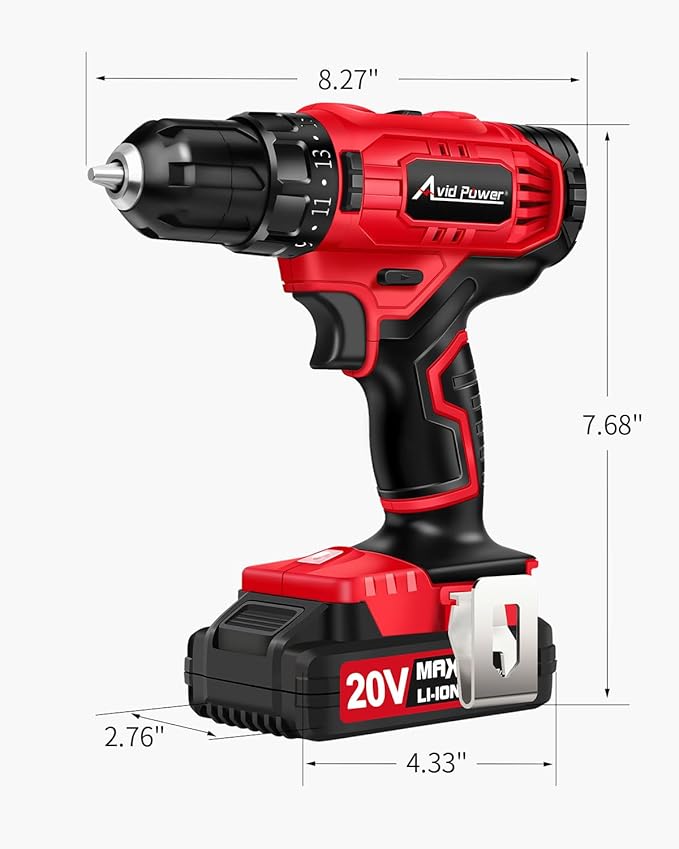 AVID POWER 20V Cordless Drill Set, 320 In-lbs Torque Power Drill/Driver Kit with Drill Brush, 2 Variable Speed, 3/8'' Keyless Chuck (Drill Bit Set Not Included)