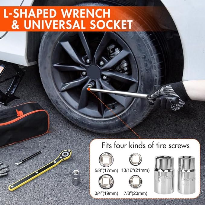 Car Jack Kit Scissor Jack for Car 2 Ton (4409 lbs) Tire Jack Tool Kit Universal Car Emergency Kit with Lug Wrench Tire Changing Kit for Car SUV