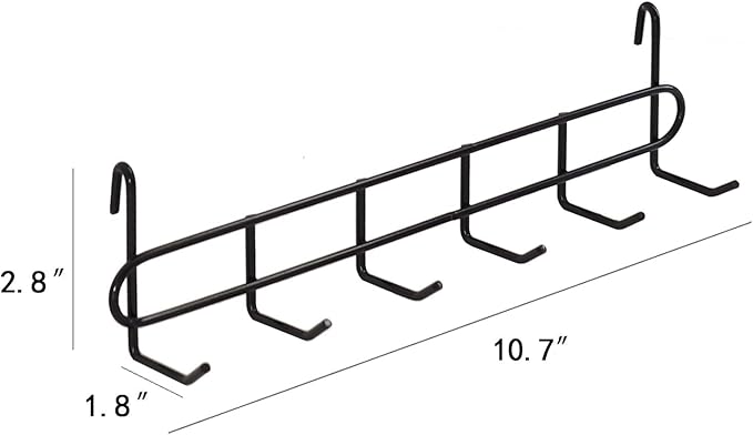 FRIADE Storage Hooks Rack, 2 Pack - Iron Wire Grid Hooks for Wall Mount Storage and Display, 10.7”x 2.8”x1.8 », Black