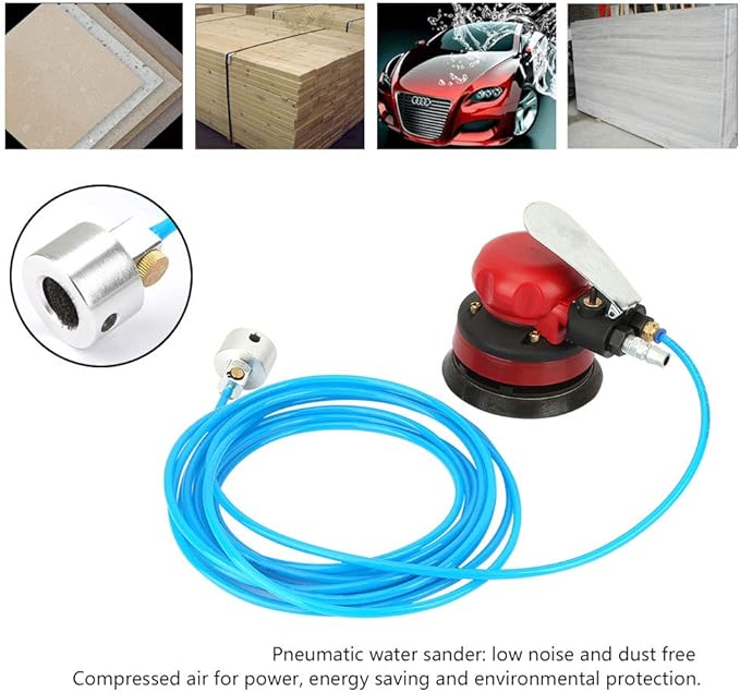Pneumatic Water Sander, 5" Pneumatic Polisher Air Water Sander 1/4" Inlet Grinding Machine Kit
