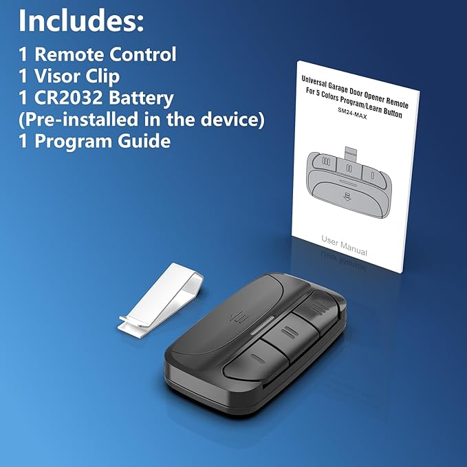 Garage Door Opener Remote for Chamberlain Liftmaster Craftsman Learn Button Openers, Replacement for 893MAX 893LM 891LM 371LM 373LM 971LM 973LM 81LM, Visor Clip Included