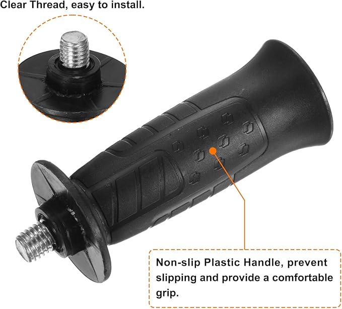 HARFINGTON 4pcs Angle Grinder Side Handle 10mm Thread 102mm Length Plastic Non-Slip Angle Grinder Handle Replacement Auxiliary Sander Handle Tool