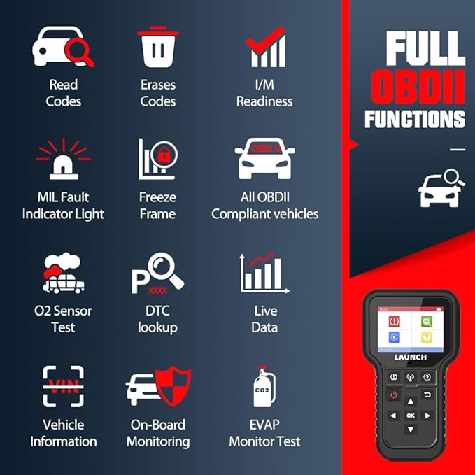 LAUNCH CRT5011E TPMS Relearn Tool, 2024 TPMS Sensor (315+433MHz) Read/Activate/Relearn/Reset Scanner Tool, Lifetime Free Update,OBD2 Code Reader, Tire Pressure Monitor System Diagnostics Tool