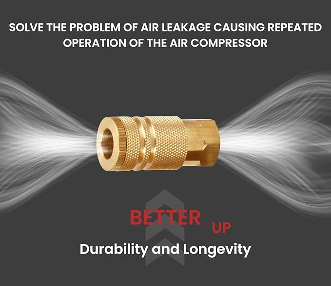 1/4-Inch Brass Female Industrial Coupler, 10 Pack 1/4 Inch Air Hose Fittings NPT Female Quick Connector Air Coupler for Professional Jobsites and Automotive Shops