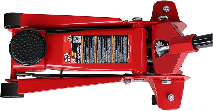 Heavy Duty Hydraulic Car Floor Jack with Quick Lift Pump for All Terrain Vehicles, 3 Ton Capacity, Red