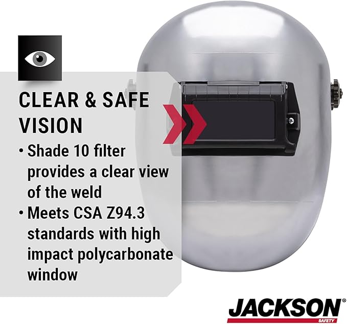 Jackson Safety PL 280 Pipeline Welding Hood - Flip Front Welding Helmet - Shade 10, ANSI Z87.1 (Multiple Headgear Styles and Colors)