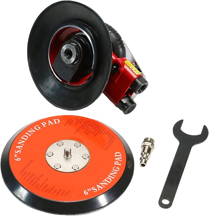 Professional 6" Air Random Orbit Palm Sander,Dual-Action Pneumatic Sander, Composite Design, Low Vibration