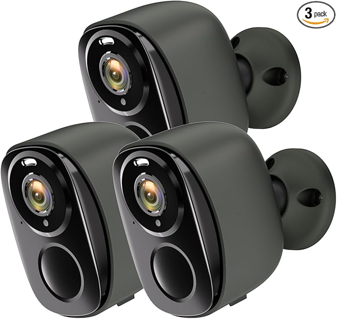 Security Cameras Wireless Outdoor 3pc, 2K Battery Powered Camera, WiFi Home Indoor Camera with Color Night Vision, Spotlight, Siren, AI Detection, Cloud/SD, 2 Way Audio, No Monthly Fee, Works Alexa
