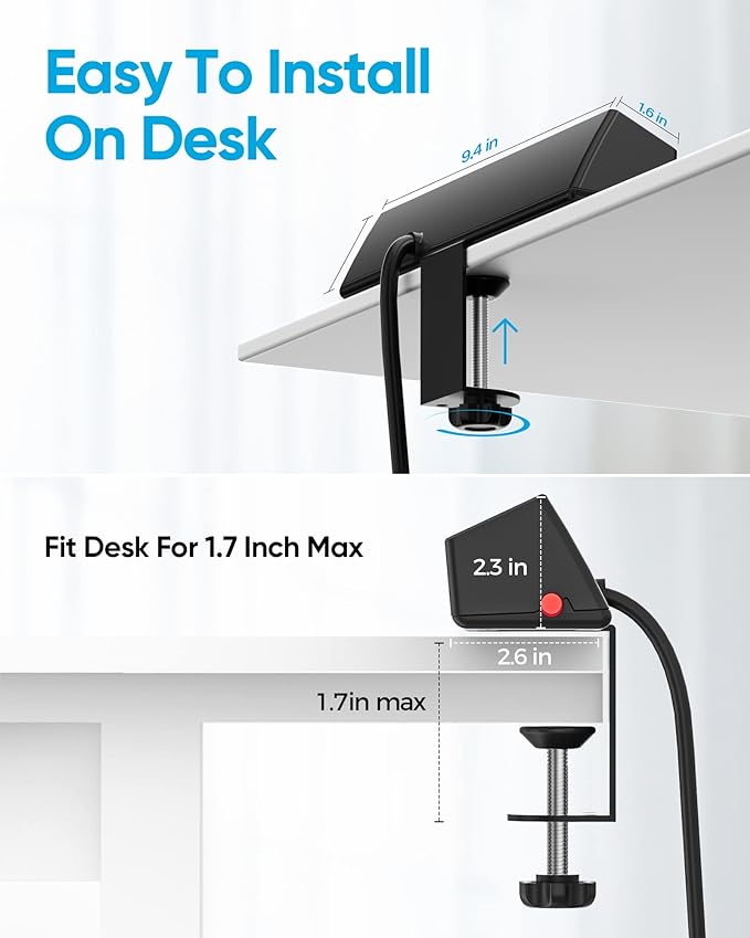 Desk Clamp Power Strip, ACOZVIN Desk Outlet Charging Station Surge Protector, 4 AC Outlets 4 USB Ports(2 USB C), 6Ft Cord, Desktop Mount Power Station for Office Home, Fit 1.7" Tabletop Edge