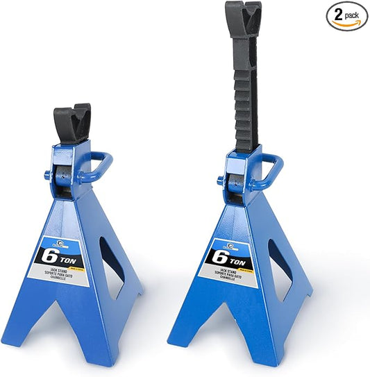 6 Ton (12,000 LBs) Automotive Jack Stands,Heavy Duty Steel Car Lifting Stand for Garages,Repair Shops,Adjustable Height 14.6"- 24",1 Pair