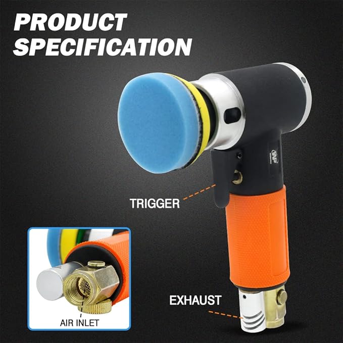Mini Air Sander, Random Orbital Air Sander, Mini Pneumatic Sander for Auto Body Work