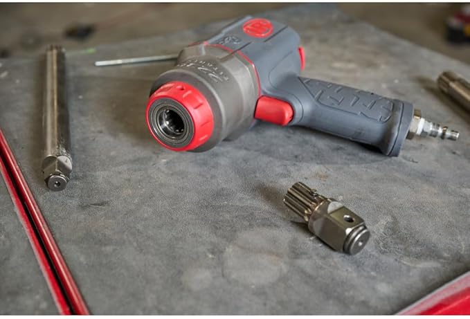 Ingersoll Rand 2236QPTIMAX DXS2 1/2" Air Impact Wrench, Quiet, 1500 ft-lb Torque, Titanium Hammercase, Pin Retainer, Pistol, Interchangeable Anvil, Multi-functional Tool