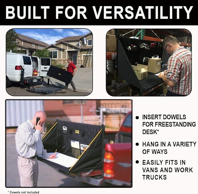 PRO WS3800 Portable Standing Desk, Workbench, Station, Storage for Jobsite, Garage, Office, Shop, Hanging Work Surface, Black