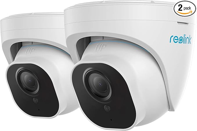 REOLINK 4K Outdoor Cameras for Home Security, IP PoE Dome Surveillance Camera with Human/Vehicle/Pet Detection, 25FPS Daytime, Work with Smart Home, Up to 256GB microSD Card, RLC-820A (Pack of 2)