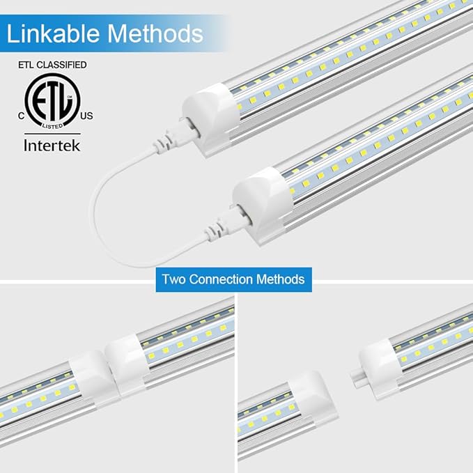 SHOPLED 2FT LED Shop Light, 20W 2500LM 5000K Daylight White, T8 Linkable Utility Ceiling Light Fixtures, 2 Foot LED Tube Light for Workbench, 4 Pack