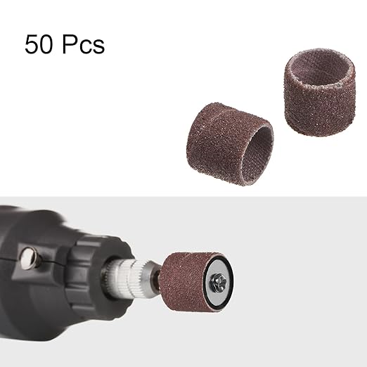 HARFINGTON 50pcs Sanding Drums 1/2 Inch Mini Sanding Sleeves 120 Grit Sanding Bands for Drum Sander Rotary Tools