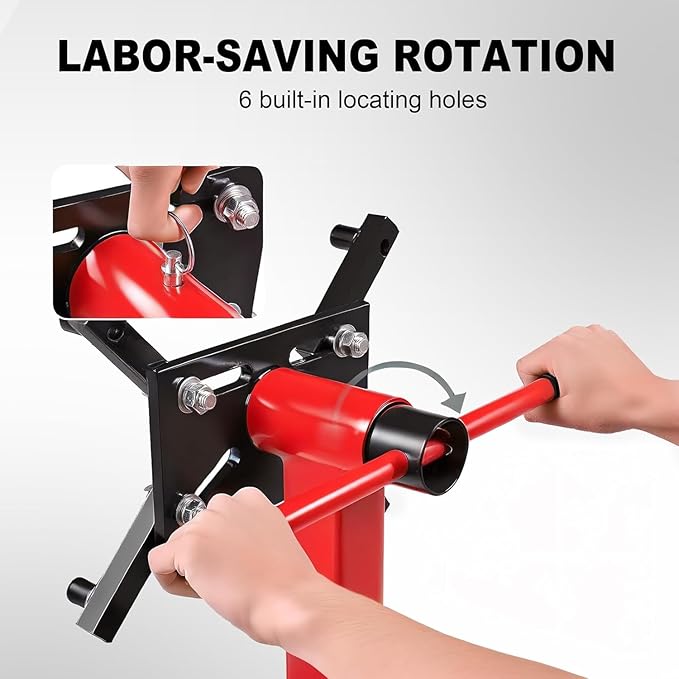BIG RED TAM25671-2 Torin Steel Rotating Engine Stand with 360 Degree Adjustable Mounting Head and Extra Tool Storage Tray: 5/8 Ton (1,250 lb) Capacity, Red