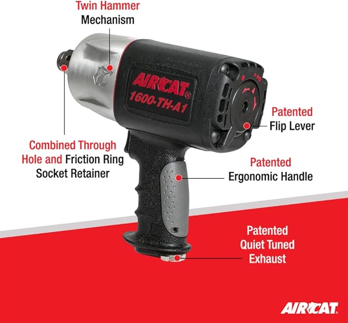 AIRCAT 1600-TH-A1: Composite Impact Wrench 1600 ft-lbs - 1-Inch