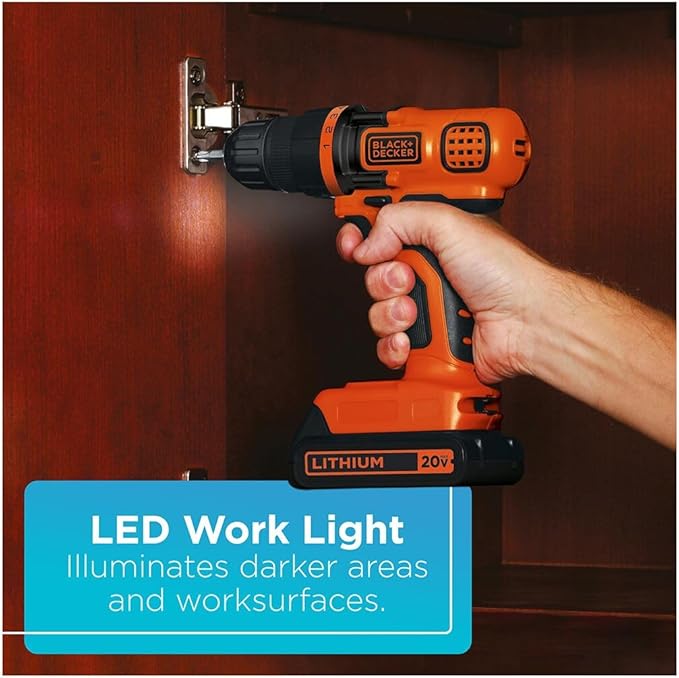 BLACK+DECKER 20V MAX Cordless Drill and Impact Driver, Power Tool Combo Kit with Battery and Charger (BD2KITCDDI)