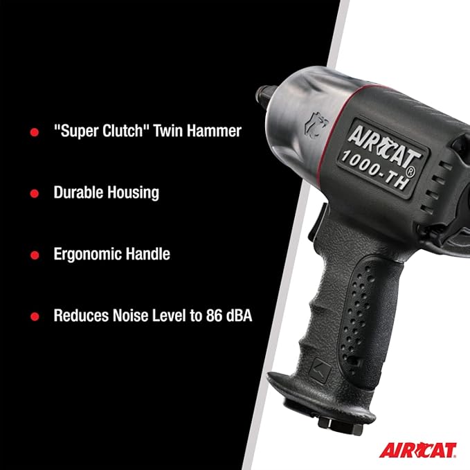 AIRCAT Pneumatic Tools 1000-TH: 1/2-Inch Composite Impact Wrench 1,000 ft-lbs of Torque - Standard Anvil