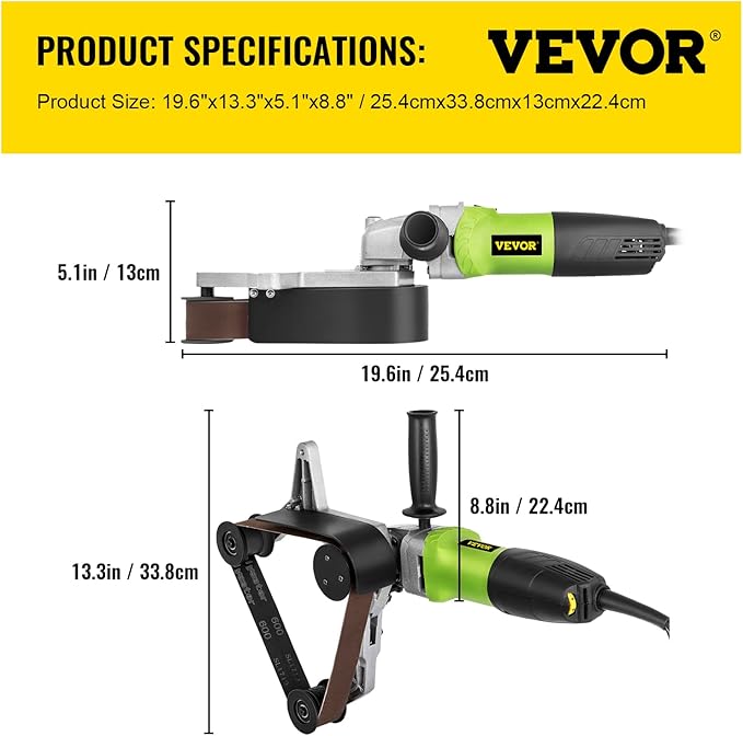 Mophorn Belt Sander 800W 220V Pipe Belt Sander 700-3000 U/Min Tube Belt Sander Polisher Variable Speeds Without Water