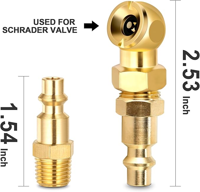 2-Packs Portable Air Chucks, Solid Metal Closed Ball Air Chuck with 1/4" NPT Standard Quick Plug, Tire Inflator Gauge Nozzle for Air Compressor Accessories