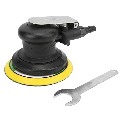 12000RPM Pneumatic Sander Air Palm Random Polisher Grinding Machine with 5 Inches Chassis for Car Body Furniture Metal Glass Woodworking