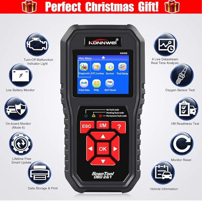 KONNWEI OBD2 Scanner Professional Car OBD II Scanner Auto Diagnostic Fault Code Reader Automotive Check Engine Light Diagnostic EOBD Scan Tool for All OBDII Protocol Cars Since 1996 (Enhanced KW850)