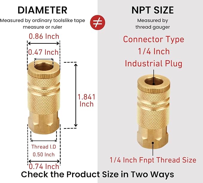 Air Hose Fittings, (28 Piece) Quick Connect Air Compressor Accessories Kit, Brass Industrial Air Coupler and Plug Kit - 1/4 Inch NPT Fittings