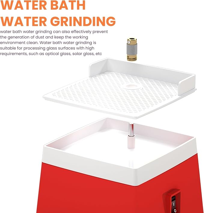 65W Stained Glass Grinder Machine, 110V Portable Mini Electric Glass Sander, Glass Art Grinding Machine with Grinder Bit for Glass Ceramic Processing Art Decoration (Red), SGM074
