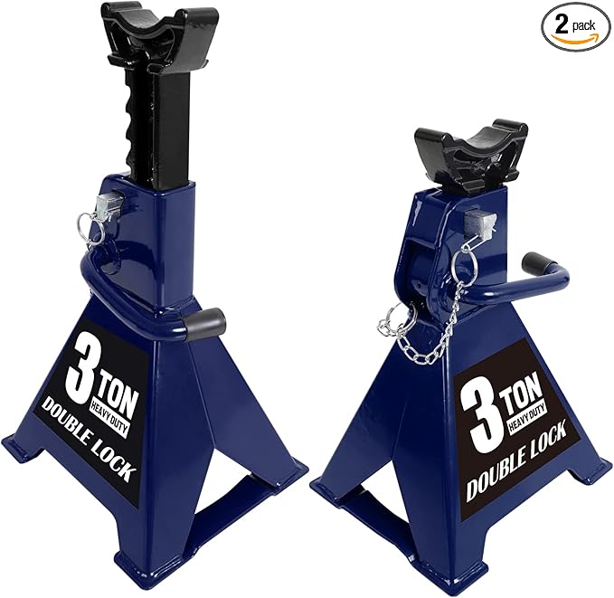 TCE AT43005AU Torin Steel Heavy Duty Jack Stands: Double Locking Pins, 3 Ton (6,000 lb) Capacity, Blue, 1 Pair (2 Pack)