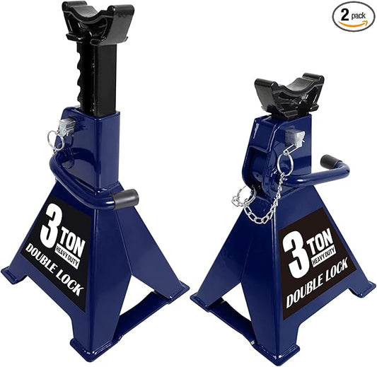 TCE AT43005AU Torin Steel Heavy Duty Jack Stands: Double Locking Pins, 3 Ton (6,000 lb) Capacity, Blue, 1 Pair (2 Pack)