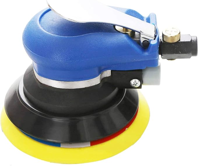 Professional Air Random Orbital Sander, Heavy Duty Dual Action Pneumatic Palm Sander (5 inch, Blue)