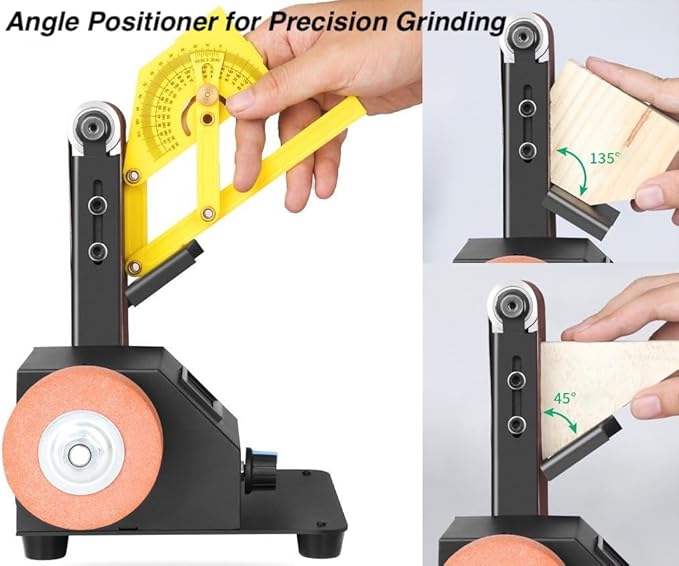 Mini Belt Sander w/Variable Speed Control & Digital Display, 350W Power Sander for Woodworking Metal Precision Angle Adjustable Grinder, 15 Belts(W:30mm) + Polishing Wheel/Disc